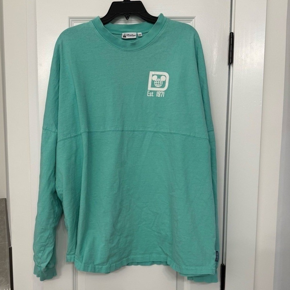 Walt Disney World Spirit Jersey Spell-Out Teal Blue Long Sleeve Adult XXL - Picture 2 of 13